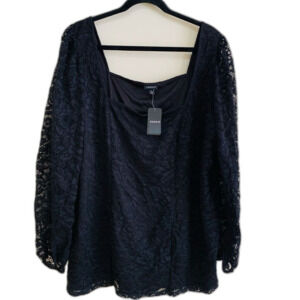 Torrid Black Lace Sweetheart Long sleeve top Square Neck size 4xl